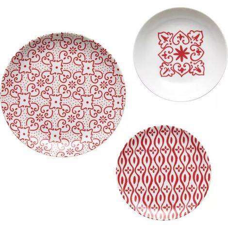 Set 6 Tischplätze Majolika leuchtendes Rot (1/2)