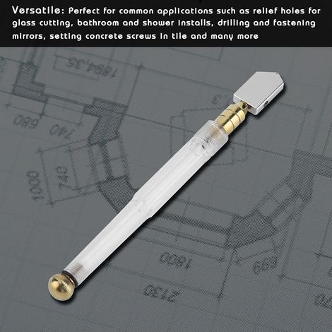 Coupe-verre droit Supercutter RT-208A, manche métal, tête droite, pour découpe verre, carrelage et miroir, outil précis. (1/5)