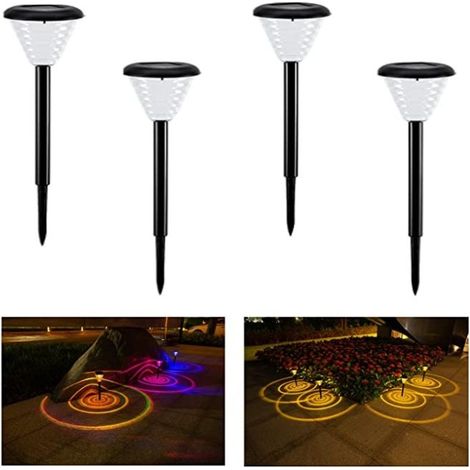 Lampe Solaire Exterieur Jardin,Spot Solaire Exterieur Blanc chaud RGB,Lumiere Solaire Exterieur IP55 Imperméable,Led Eclairage Exterieur Solaire pour Allée Chemin Terrasse Pelouse Paysage (4 Lampe) (1/5)
