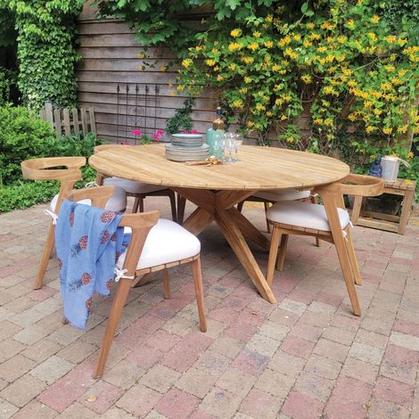 Table ronde en teck recyclé D 165 cm Sakai (1/5)