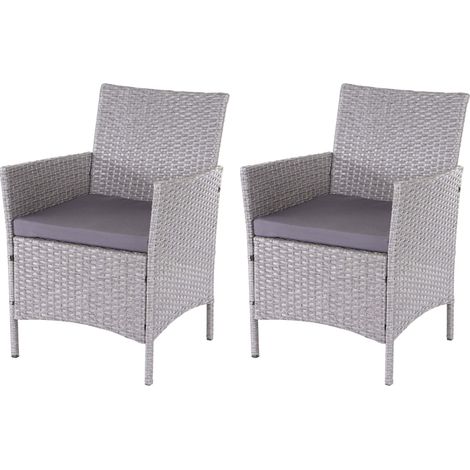 [NEUWERTIG] 2er-Set Poly-Rattan Gartensessel Hamar, Korbsessel grau, Kissen anthrazit