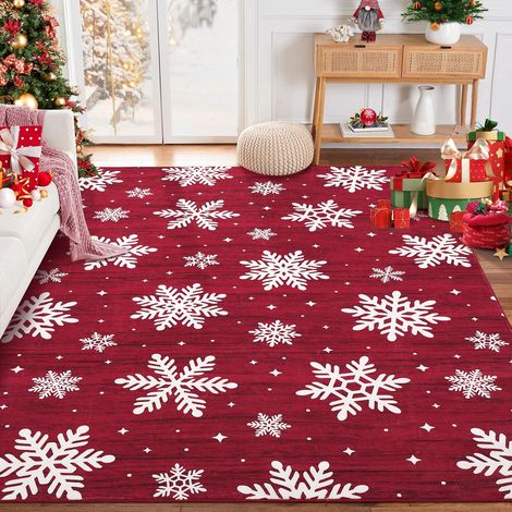 Carpet - Pearl Velvet - Red, 120x170cm, Christmas Design - for Living Room, Bedroom, Floor (1/5)