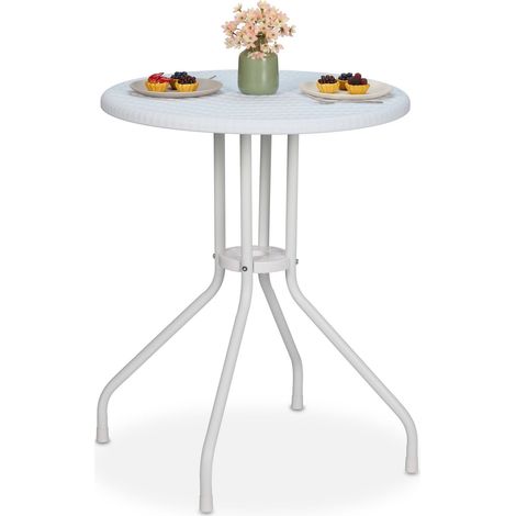 Runder gartentisch in rattanoptik