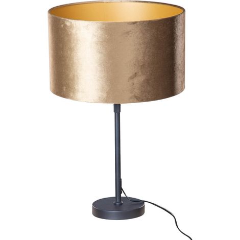 Table Lamp Black with Velvet Shade Bronze 35cm - Parte