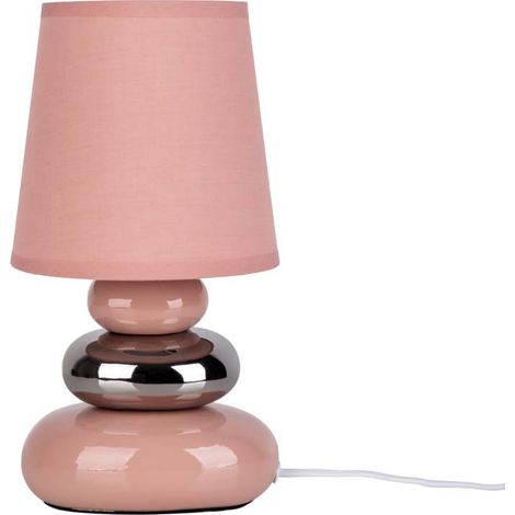 Tischlampe Tischleuchte Nachttischlampe Keramik rosa Leselampe Textil H 31 cm