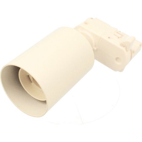 Porta Faretto da Binario Trifase, Attacco E27 orientabile e ruotabile, attacco 4 fili, compatibile con 3 linee di accensione, Max 50W 220V, Bianco
