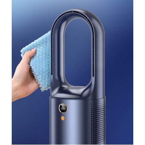 Ventilador de mesa recargable y ultrasilencioso con un diseño seguro, elegante y moderno sin aspas y un flujo de aire revolucionario (blanco). (1/4)