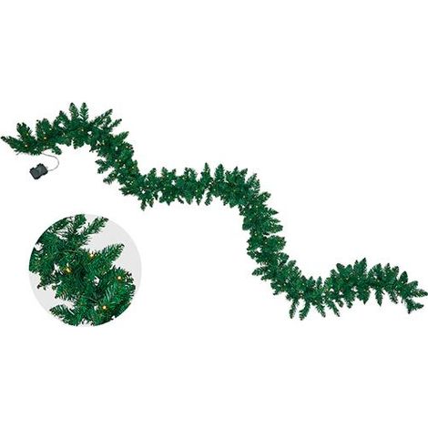 NATALE - GHIRLANDA VERDE 270CM C/LUCE A BATTERIA MAURER (3XAA NO INCLU)