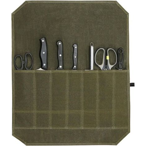 Sac à Couteaux de Chef Portable Pochette Couteau avec 7 Ompartiments Sacoche à Couteaux pour Couteaux de Cuisine Sac à Couteaux en Toile Cirée pour Camping Randonnée Cadeau (1/5)