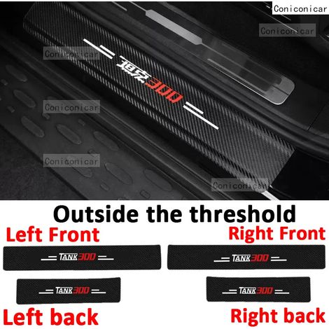 (4 pièces extérieures) Pour GWM WEY TANK 300 Hybrid 2022-2024 Seuil de porte,pédale,accessoires en fibre de carbone,style cuir,autocollant de voiture (1/3)