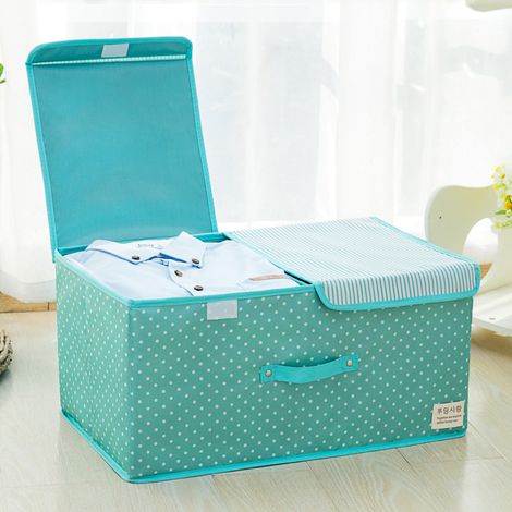 Aufbewahrungsbox aus Polyester mit Klappdeckel und herausnehmbarer Trennwand, großes Fassungsvermögen für Zuhause (1/5)