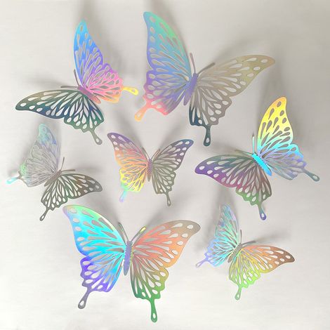 Pegatinas de mariposas 3D coloridas con detalles calados - 72 piezas por paquete - perfectas para la decoración de paredes en una fiesta en casa y como