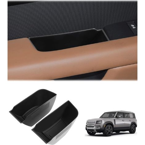 [Set di 2] Compatibile con i contenitori portaoggetti della console centrale Land Rover Defender 90 110 2020-2024 2025, nuovo vassoio organizer Defender 110 L663 per passante porta (porta anteriore)