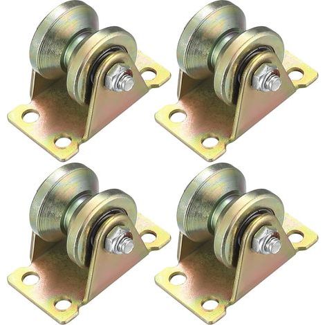 4 Stück Heberolle, V-Nut-Rolle, Heberollen, Rillenrad-Kabelrollen für Seile, Schienen, Schiebetor (V-Nut-Rolle) (V-Rolle)