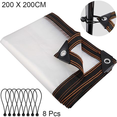 Filiyano-Film isolant transparent antigel et imperméable (2 x 2 m avec 8 élastiques) pour véranda, serre ou abri de jardin. Matériau PE. (1/5)