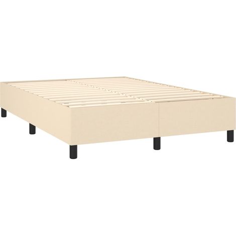 Somier de láminas sobre patas estructura de cama 140x200 cm tela crema TDL0207263