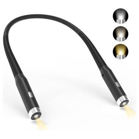 Wiederaufladbare Nackenleselampe, 3 Helligkeitsstufen, 360° faltbar, USB-LED-Leselampe für Reisen, Stricken und Camping (1/3)