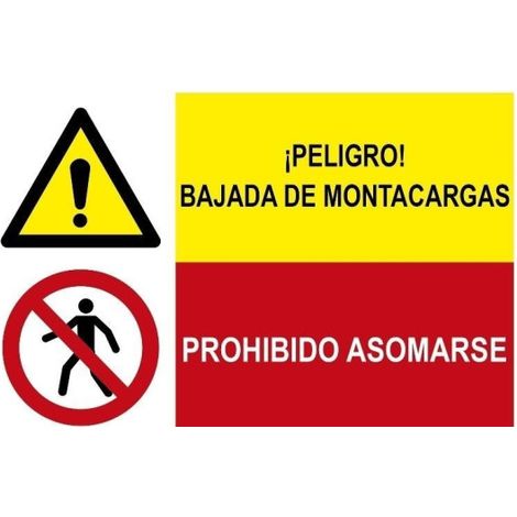 Señal combinada de Peligro de montacargas, prohibo asomarse SEKURECO                 Adhesivo vinilo