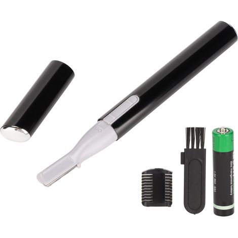 Tondeuse à sourcils électrique, tête de coupe amovible et lavable, fonctionne sur piles, épilateur facial pour hommes et femmes, noir (1/5)