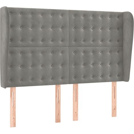 Maison Exclusive - Testiera ad Orecchio Grigio Chiaro 147x23x118/128 cm in Velluto