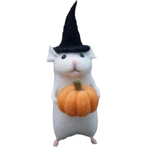 Lot de 2 souris d'Halloween en feutre de laine fait main, décorations de Noël, citrouilles feutrées à l'aiguille, animaux décoratifs C (1/5)