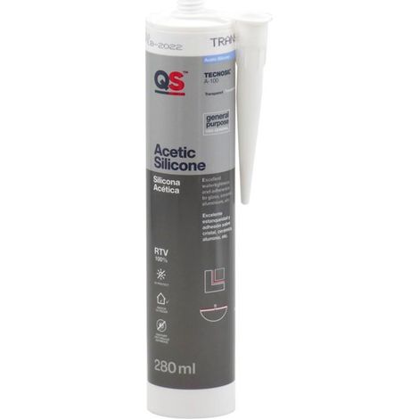 silicona ácida blanca. sellador acético. juntas y acristalamiento. 280 ml. cartucho para pistola. vidrio y aluminio - qs