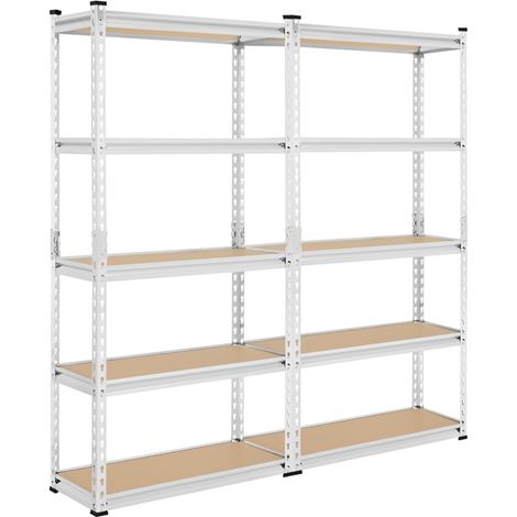 Homevive Set de 2 Estanterías Metálicas 5 Niveles Estante Metal Carga 175kg por Balda 75 x 30 x 153 cm Altura Ajustable Estanteria Garaje Almacenaje Trastero Salón Cocina Plata (1/5)