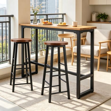 Küchen- und Barhocker – Set aus 2 stylischen Bistrohockern mit Fußstütze und höhenverstellbarem Gestell, ideal für Kochinseln, Theken oder Esszimmer