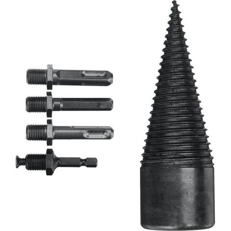 Firewood splitter drill bit - Round hex shank wood splitting cone reamer - 38 mm (1/5)