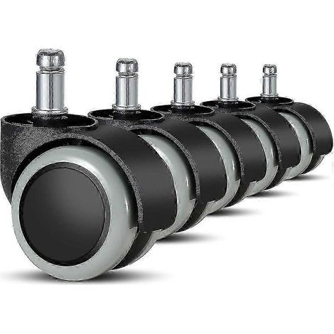 Lot de 5 roulettes de rechange pour chaises de bureau (11 mm / 22 mm) pour sols durs, chaises gaming, chaises pivotantes, etc. (1/5)