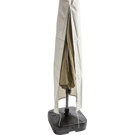 Housse de protection pour parasol en polyester solide avec fermeture éclair - gris clair (1/5)