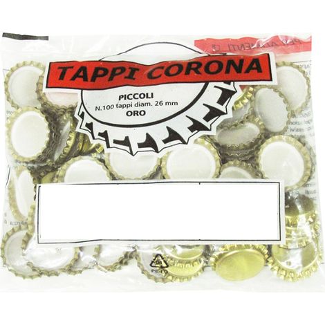 CONFEZIONE DA 100 TAPPI CON CORONA IN COLORE ORO (1/4)