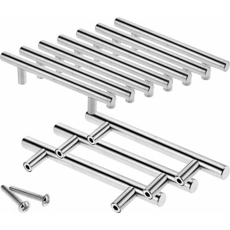 10 x 128 mm Edelstahl-T-Griffe für die Küche, Ø 12 mm Schranktürgriff mit Schrauben (1/4)