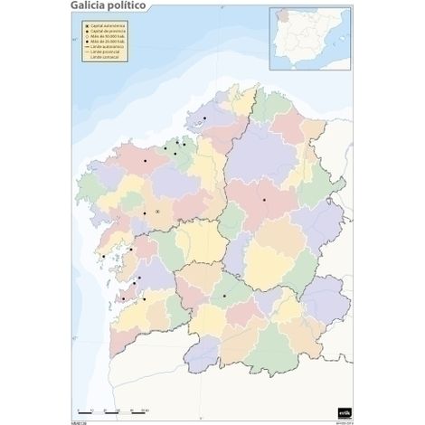 MAPA MUDO ERIK COLOR POLITICO GALICIA - Pack de 50 unidades