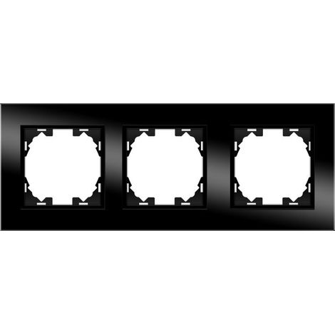 Marco de Cristal Empotrable Negro para 3 Módulos Serie wLux  Negro  | IluminaShop