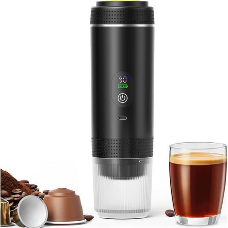 Machine espresso portable 3en1 écran digital capsules moulu noir (1/5)
