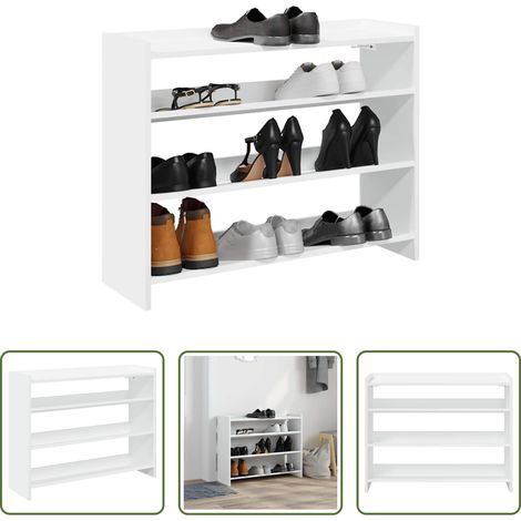 Schuhregal Weiß - Schuhregal Weiß 80x25x62 cm Holzwerkstoff (1/5)