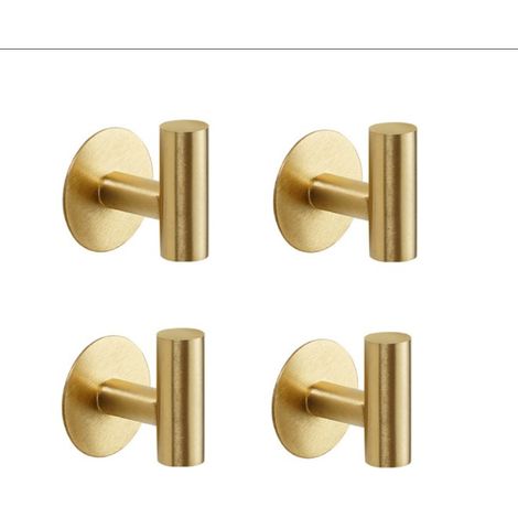 2er-Pack selbstklebende Haken aus SUS304 Edelstahl in gebürstetem Gold – robuste, wasserdichte Wandhaken für Mäntel, Bademäntel, Handtücher