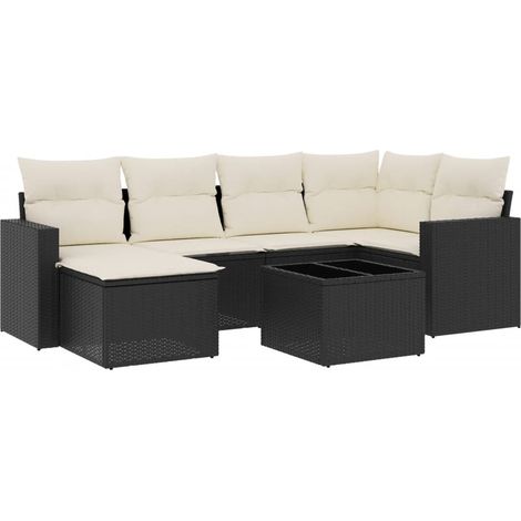 Set Divani da Giardino con Cuscini 7pz Nero Polyrattan vidaXL (1/3)
