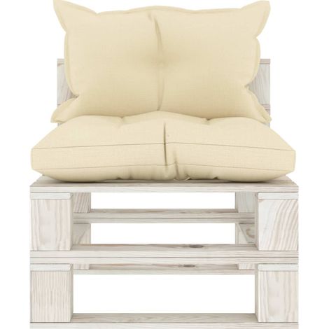 Maison Exclusive - Divano Centrale da Giardino Pallet con Cuscini Crema in Legno