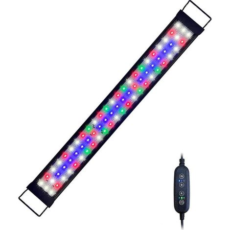 Éclairage LED à spectre complet pour aquarium JC&P avec supports extensibles, LED rouges, vertes, bleues et blanches, minuterie, modes de couleur et contrôle, 32 W (71-91 cm). (1/5)