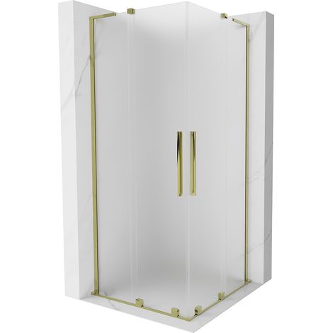 Mexen Velar L Duo Duschkabine Schiebetür 80 x 80 cm, Matt, Gold - 871-080-080-02-33-50 (1/5)
