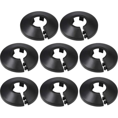 16 mm PP-Rohrabdeckung, dekorative Heizkörperrosette, Wasserrohr-Wandabdeckung, schwarz, 8 Stück