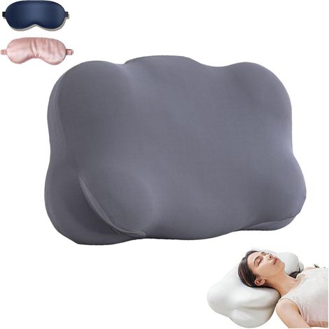 Oreiller ergonomique ajustable en mousse à mémoire de forme pour un soutien cervical optimal, avec housse respirante, idéal pour les personnes dormant sur le côté, le dos ou le ventre. Blanc.