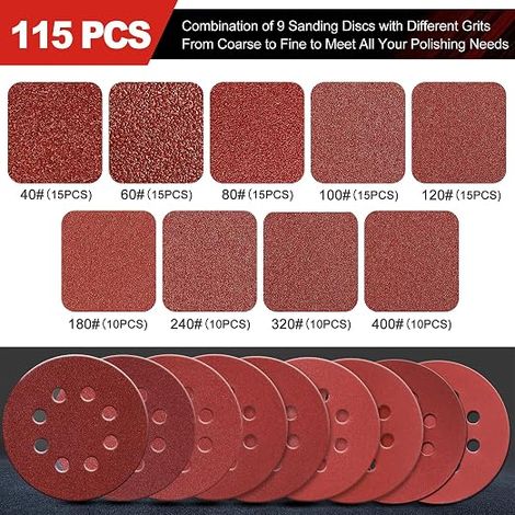 Sanding Discs 125 mm 40-400 Grits, 8 Holes Sanding/Polishing (1/4)