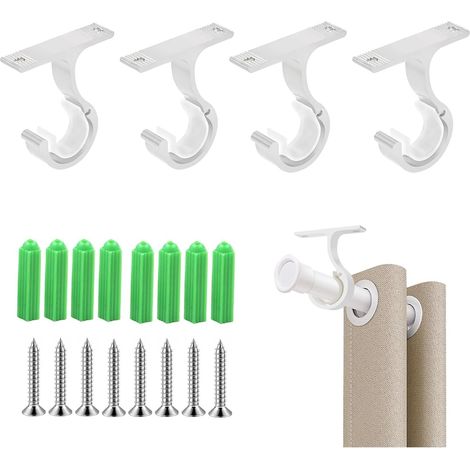 Lot de Supports de Tringle à Rideaux en Alliage d’Aluminium pour Tringles de 20 à 28 mm - Supports de Plafond Robustes et Élégants pour Suspensions de Rideaux et Armoires (Blanc 4 pièces) (1/5)