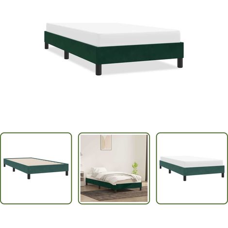Sommier à lattes - Cadre de lit sans matelas vert foncé 90x220 cm velours (1/5)