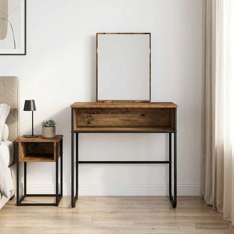 vidaXL Tavolo da Trucco con lo scaffale Legno antico 81 x 40 x 131 cm (1/5)