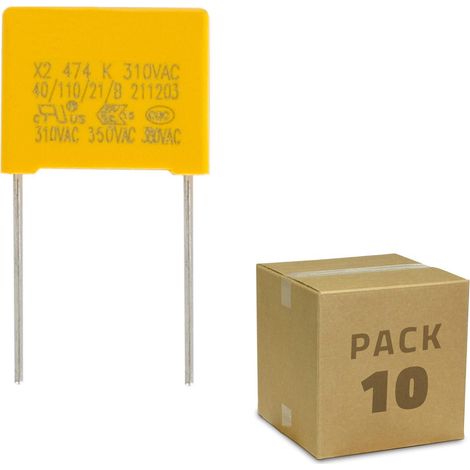 Pack 10 Condensadores Antiparpadeo LED 0.47uF 310V AC Amarillo (1/5)
