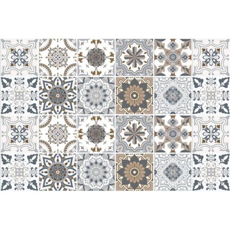Carrelage Adhésif 20x20 Style Industriel Credence Adhesive pour Cuisine Brique,24 Pcs Stickers Muraux Salle de Bains Cuisine Carrelage Adhesif Mural avec Motifs de Carrelage Dalle Pvc Adhesi